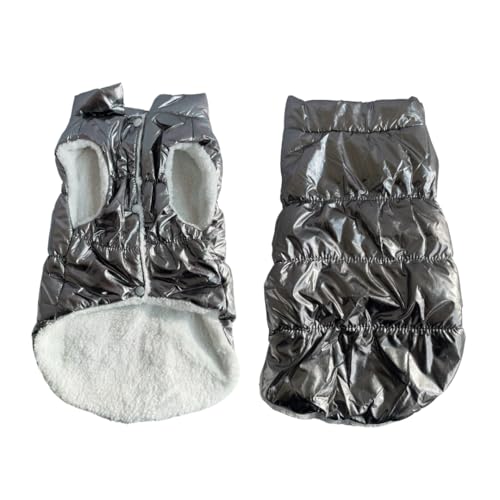 Jaqueta Puffer Pet Impermeável com Forro de Pelúcia, Prata Metálico (XXL)