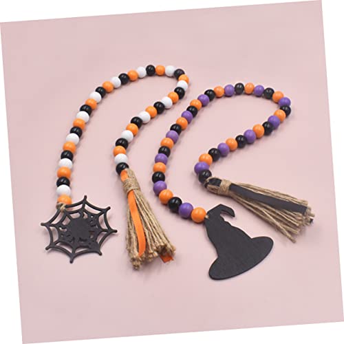 Cuentas de araña de Halloween PRETYZOOM, guirnalda de borla de madera estilo granja, 6 piezas. 7