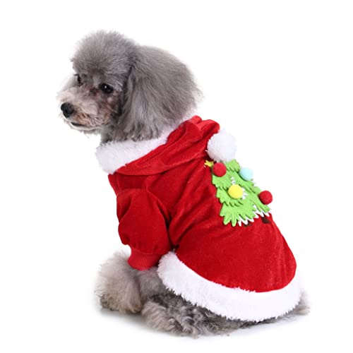 Ornaous Cute Dog Cat Christmas Hoodie, Pet Xmas Tree Cosplay Costume, Puppy Fleece Outfits Warm Clothes（M Size） #TOP2