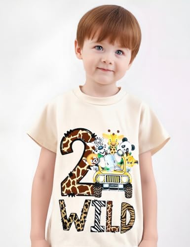 Kids Toddler Baby Boys Girls Birthday T-Shirt Wild One/Two/Three/Four Years Jungle Safari Animal Shirt2