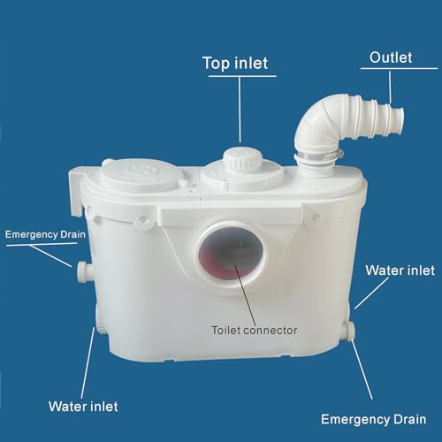 Winzo Wz5011-P Macerating Toilet With 500W Macerator Pump One Piece Round Upflush System For Basement Silent & Power,White thumb #4