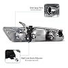 DWVO Headlights Assembly Compatible with 00 01 2000 2001 Camry Headlamp Replacement Pair Driver and Passenger Side Chrome Housing Clear Lens Amber Reflector