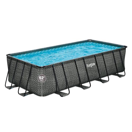 Funsicle Oasis Designer Lap 18' x 9'x 52" Rectangular Above Ground Swimming Pool, with FiltraBoost 1200 GPH Filter Pump, Ladder, Maintenance Kit, Cover, Ground Cloth & Repair Patch, Dark Herringbone