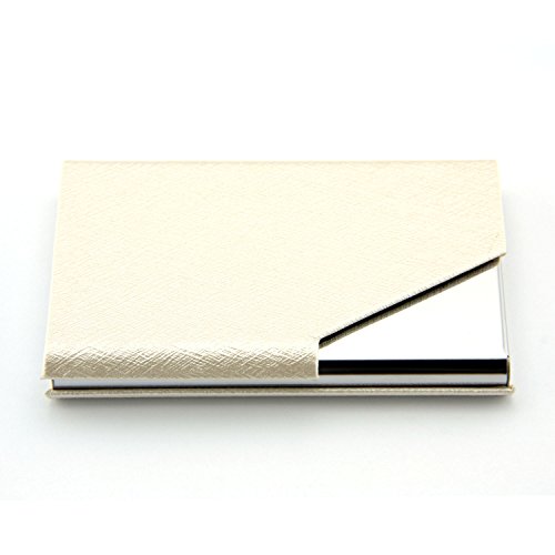 Partstock(Tm) Ladys Cross Pattern Pu Leather And Stainless Steel Business Name Card Holder Wallet Leather Credit Card Id Case/Holder 25 Name Cards Case With Magnetic Shut.(Beige) #TOP2
