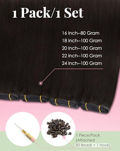 Image of YoungSee 100g 28 Inch Butterfly Weft Extensions, Dark Brown Real Human Hair Butterfly Weft Hair Extensions, Remy Straight Hair PU Hole, One Piece OVO Wefts Hair Extension for DIY