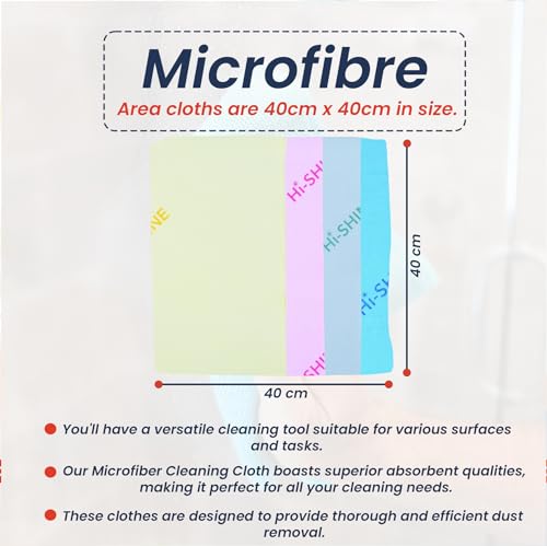 Hi-Shine 10 Next Generation Microfibre Cloth 40x40cm – Chemical Free Microfibre Cleaning Cloth for Glass, Glasses, Stainless Steel, Shiny Surfaces, Window - Blue