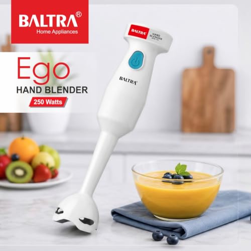 Image of BALTRA Hand Blender Electric | Powerful 250W Motor with Rust Free | Easy single trigger operation | Specially designed blades | Madhani | Kitchen Using Electric Blender