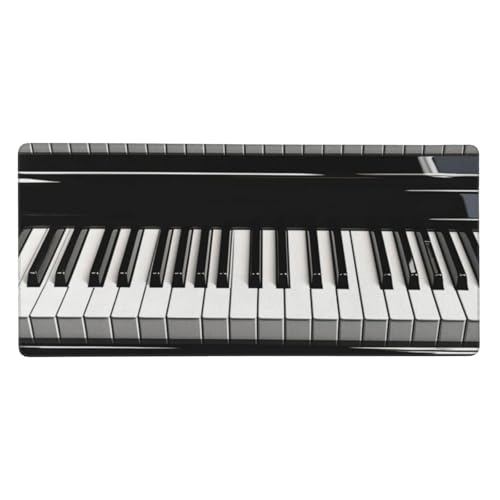 Tapis de souris grand format touches de piano noires et blanches 40x90cm en caoutchouc antidérapant