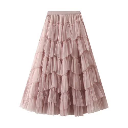Women Beading Tiered Party Skirt Women A Line High Waist Long Mesh Skirt2