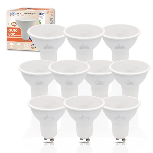 LED ATOMANT Pack 10x Bombilla LED GU10 8W, Color Blanco...