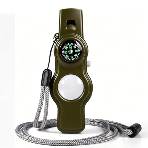 Emergency Survival Safety Whistle,Whistle for Kids with Lanyard,Compass,Thermometer,Ideal for Kayaking, Boating, Hiking, Camping, Climbing(Green)