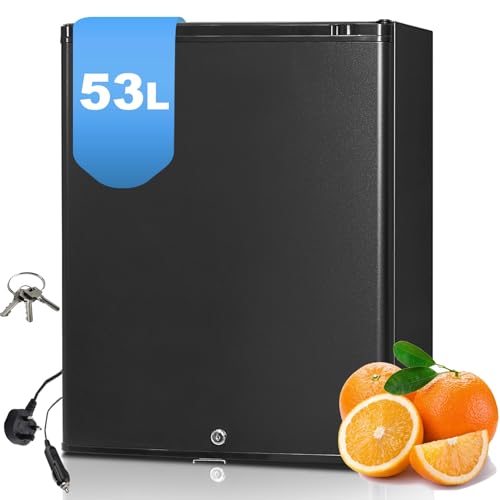 Techomey 53L Campervan Fridge, Camping Refrigerator with Reversible Door, 12V Fridge for Campervan, Motorhome, Boat, Truck, Travel, Silent