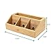 Mind Reader Bamboo Charging Station, Desk Supplies Organizer, 3 Compartment, Removable Tray, Brown