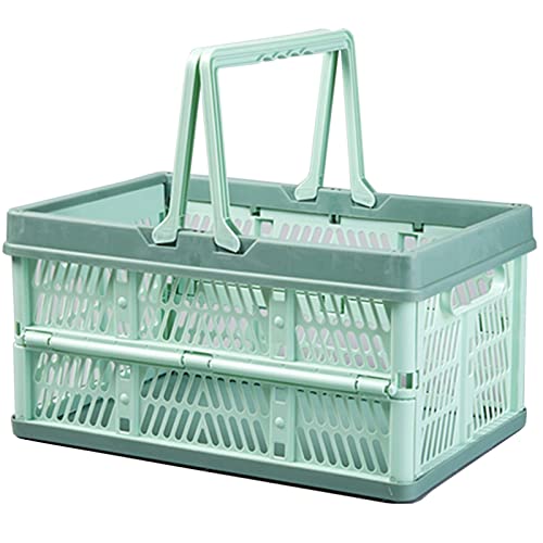 zhaocaidamai Klappbox Faltbar mit Henkel, Transportkiste Faltbox Faltschachtel mit Griff, Einkaufskiste klappbar, Aufbewahrungskorb Einkaufskörbe (grün,38 * 25.5 * 20) Cover
