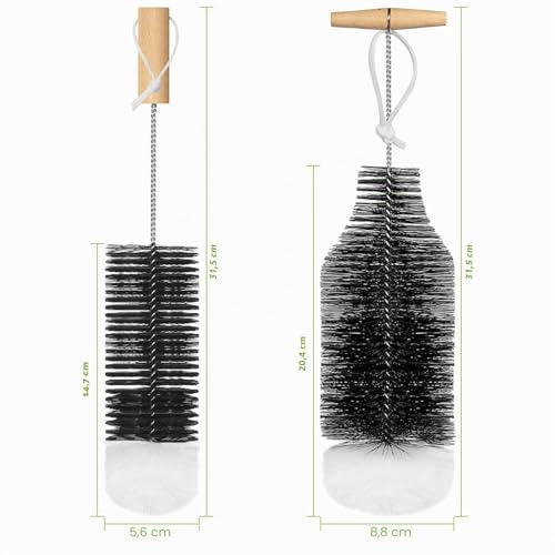 SunnyOcean Lot de 2 brosses pour Bouteilles en Verre, Nettoyeur de Bouteilles, Brosse de Nettoyage pour Bouteilles de Soda 1 L, carafes, Bouteilles d'eau, biberons – vue 7