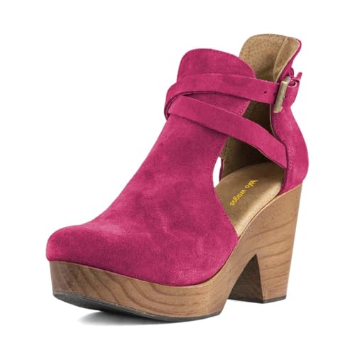 wo wagas Women Platform Clogs Cutout Ankle Boots Sandals Size 4 Fuchsia
