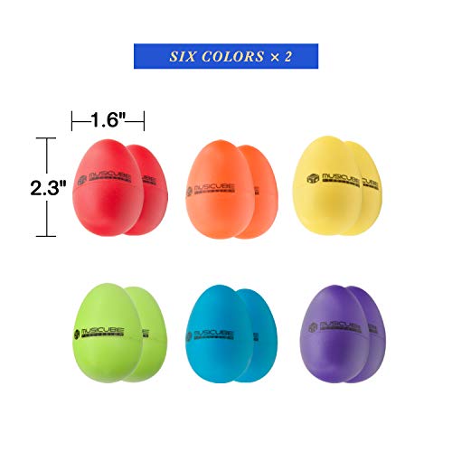 Musicube 12 Pcs Easter Eggs Toys For Basket Stuffers Maracas Plastic Egg Shakers Toys Hand-Held Percussion Musical Instrument For Baby Toddler Easy Grip Six Colors Included #TOP3