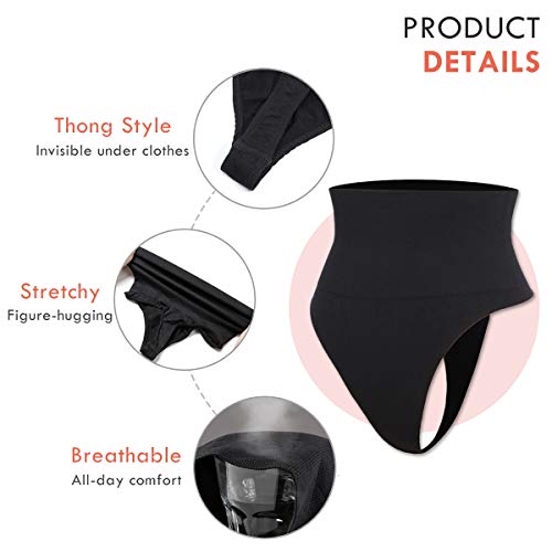 Miss Moly Women's Tummy Control Panty Slimmer Seamless High Waist Brief Shapewear Thong Shaper Waist Cincher Girdle Thong Underwear Black Xl #TOP5