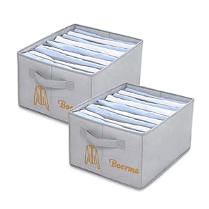 2 pcs Organizzatore per Cassetti Armadio Jeans Scatola Portaoggetti per Cassetti Impilabile Organizer Cassetti con Paratia Scatole per Riporre con 7/9 Scomparti per Pantaloni,Legging,Magliette