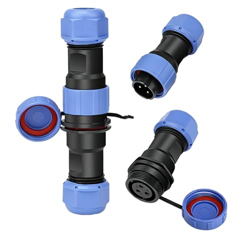 Image of 2 Pairs SP13 Series Waterproof Connectors, 2/3/4 Pin Industrial Aviation Male Plug and Female Socket, IP68 Straight Cable Connectors (Welding 3PIN)