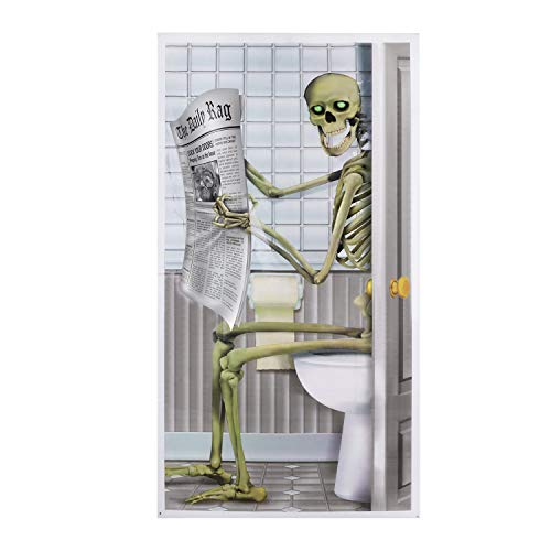 Moonlove Large Halloween Decoration Scary Funny Skeleton Poster Washroom Toilet Wall Window Door Stickers Decal Horrible Halloween Party Bar Decor Props, 76x130 cm