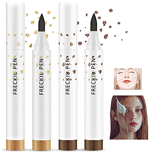 2 PCS Freckle Pen Set, Waterproof Lasting Natural Like Face Freckle Makeup Pen, Natural Lifelike Freckles â€‹Makeup Pen, fake freckles pen Magic Freckle pen Makeup Tool â€‹(Dark Brown+Light Brownï¼‰