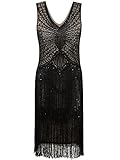VIJIV 1920s Style Inspired Charleston Sequin Layer Tassel Cocktail Flapper Dress