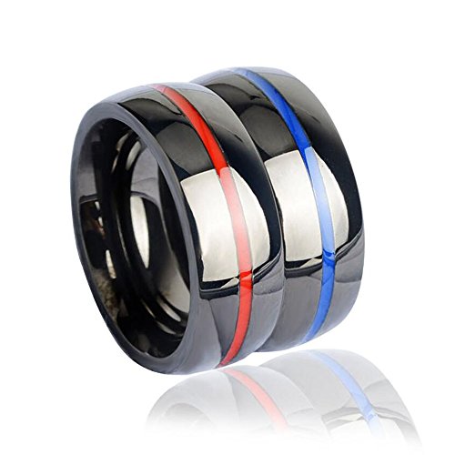 enhong 8mm Band Rings for Men Black Stainless Steel Thin Line Polished Finish