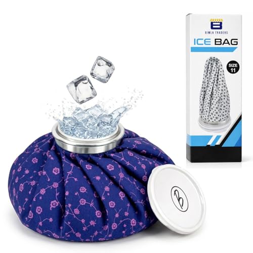 Image of Btag Hot & Cold Ice Bag for Pain Relief (11 Inch) | Reusable Cold Therapy for First Aid Sports Injury, Shoulder, Swelling |Leakproof & Durable Leakproof Fabric Headache, Muscle Pain (Blue Pink Flower)