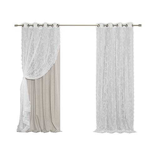 Best Home Fashion uMIXm Rose Sheers & Total Blackout Mix & Match Curtains - Natural - 52