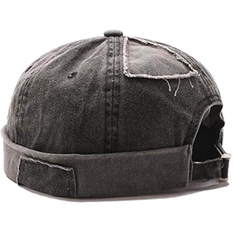 LAIFEKE Brimless Hat Men Casual Docker Cap Rolled Cuff Retro Beanie with Adjustable (Black) Cover
