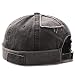 Brimless Hat Men Casual Docker Cap Rolled Cuff Retro Beanie with Adjustable (Black)