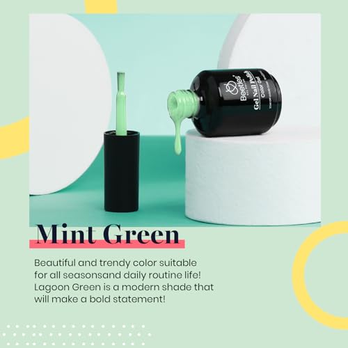 Image of Beetles Mint Green Gel Nail Polish, 15ML Green Gel Polish, Soak off Uv Led Nail Lamp Bright Summer Nails Art Manicure Salon Salon DIY