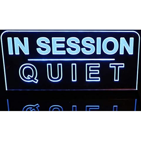 IN SESSION Quiet Recording Studio Court Room Ceiling, Desk, or Flat to the Wall Mount 11-21" 15-30 Leds 9 Ft. Cord Acrylic Lighted Edge Lit Sign Light Up Plaque 15948 Full Size Made in the USA Cover