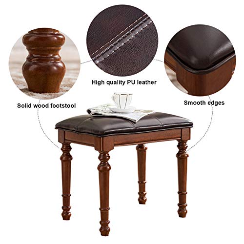 Taburete de sofá de PU y madera maciza noble sin necesidad de ensamblar 7