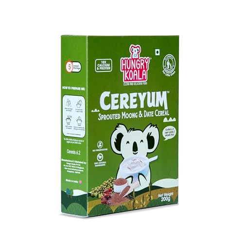 Image of HUNGRY KOALA Sprouted Moong & Dates Cereal Made For Kids To Grow Healthy Made With Natural Ingredients No Preservative Or Additives Or Maida 200 Grams Pack (200 Grams)