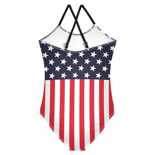 CaTaKu Girls One Piece Swimsuits American Flag Star Striped Toddler Bathing Suit for Girls Kids Swimwear 3-10 Years2