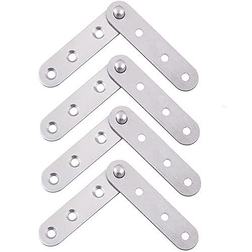 4 Pcs Door Pivot Hinge, 360 Degree Stainless Steel Rotating Hinge Pivot, Folding Flip Cabinet Cupboard Door Inset Pivot Hinge