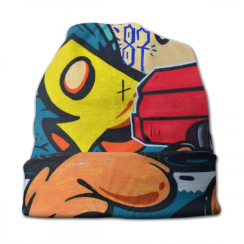 Art-Block-Unique-Character-Graffiti-Girls-Skull-Cap-Kid-Knit-Beanie-Skull-Cap-Beanie-Girls-Knitted-Hat-3D-Printed-Adult-Comfortbale-Soft
