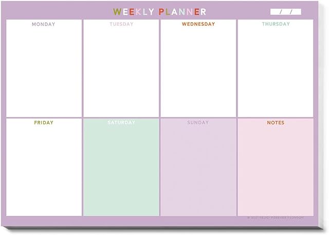 Student Planner Pad Study Planner Weekly To Do List Organiser 2023 Tear Off Pages A4 Desk-Top Timetable Teacher Note-Pad Lilac Pastel (Lily)