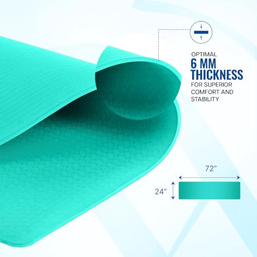 Image of Wiselife Intention 6mm Yoga Mat for Men & Women | Anti-Slip TPE Exercise Mat for Yoga, Pilates, Workout & Fitness (Sea Green, 6 MM)