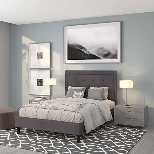 Flash Furniture Roxbury Full Size Tufted Upholstered Platform Bed In Dark Gray Fabric #TOP5