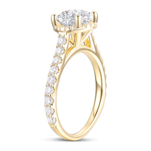 14K Moissanite Engagement Rings, 14K White Gold Ring, 14K 2ct Round cut Moissanite Rings for Women3