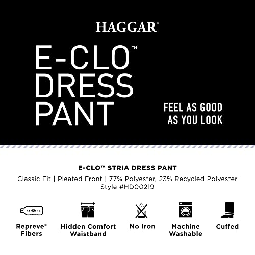 Haggar HD00219 Mens Eclo Stria Expandable-Waist Pleat-Front Dress Pants thumb #3