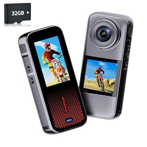 Xilecam Caméra Sport à Double écran Camera Etanche avec Carte Mémoire de 32 Go Action Cam Camera Moto avec Accessoires （Gris métallisé）