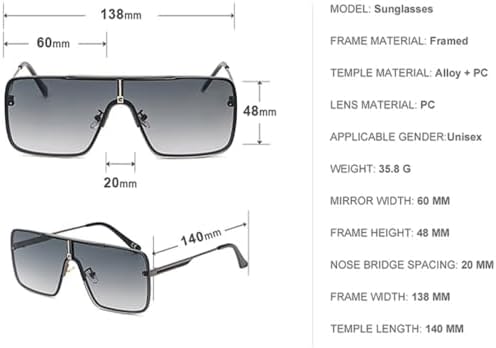 Oversized Steampunk One-Piece Sunglasses Men Square Rimless Punk Sun Glasses For Male Vintage Eyewear Shades
