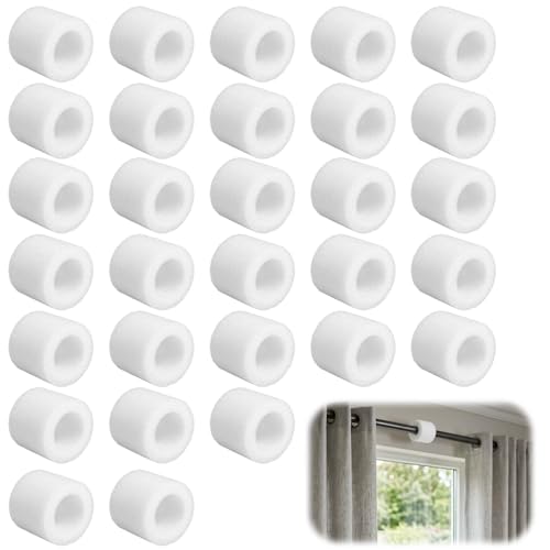 KFSCIP Eyelet Curtains 30 Pcs Curtain Spacers for Eyelet Plastic Spacers for Creating Curtain Pleats and Preventing Bunching White Pearl Cotton Spacers for Indoor and Outdoor Curt