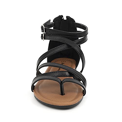 Image of FUNKYMONKEY Girls Gladiator Strap Sandals Flat Thong Cross Strappy Sandals