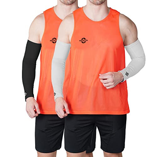Image of Nivia Arm Sleeves for men & women, Arm Compression sleeves, Uv sun protection arm sleeves for boys & girls,Arm Sleeves for Cricket,Volleyball,Football,Bike Riding,Cycling