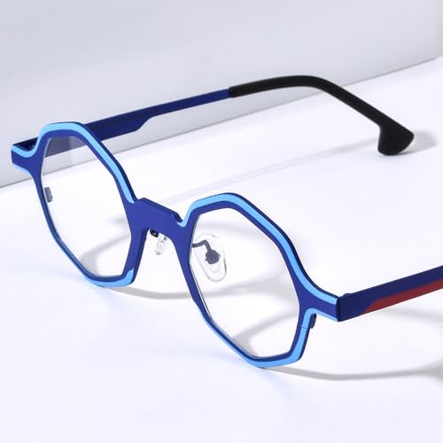 Image of FONEX Colorful Pure Titanium Glasses Frame Women Retro Round Eyeglasses